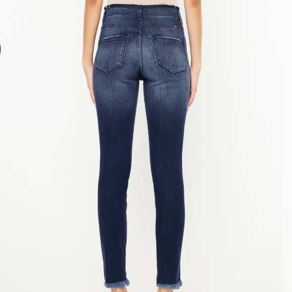 Kancan Dark Wash 4-Button Fly Ankle Length Skinny Jeans, Raw Hem, Size 11/29 - Picture 3 of 11